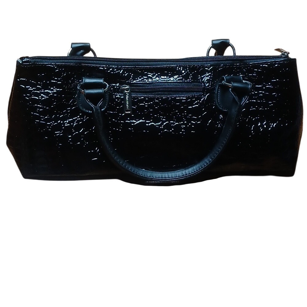 Primeware Wine Tote Bag Womens OS Black Croc Embossed Insulated Cooler Corkscrew